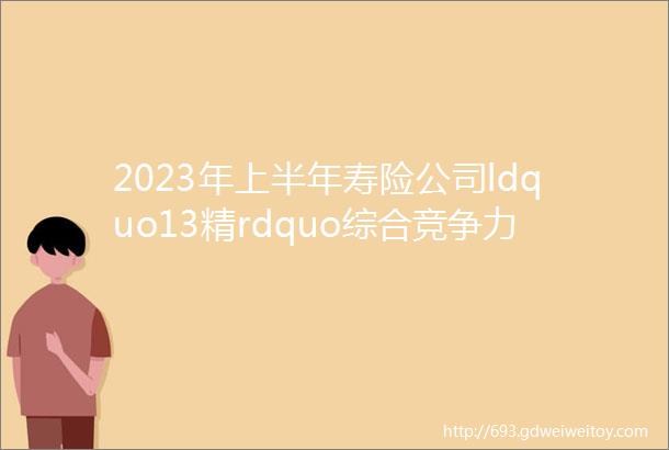 2023年上半年寿险公司ldquo13精rdquo综合竞争力排名榜友邦第一国寿第二泰康第三2023年第七期总第五十期